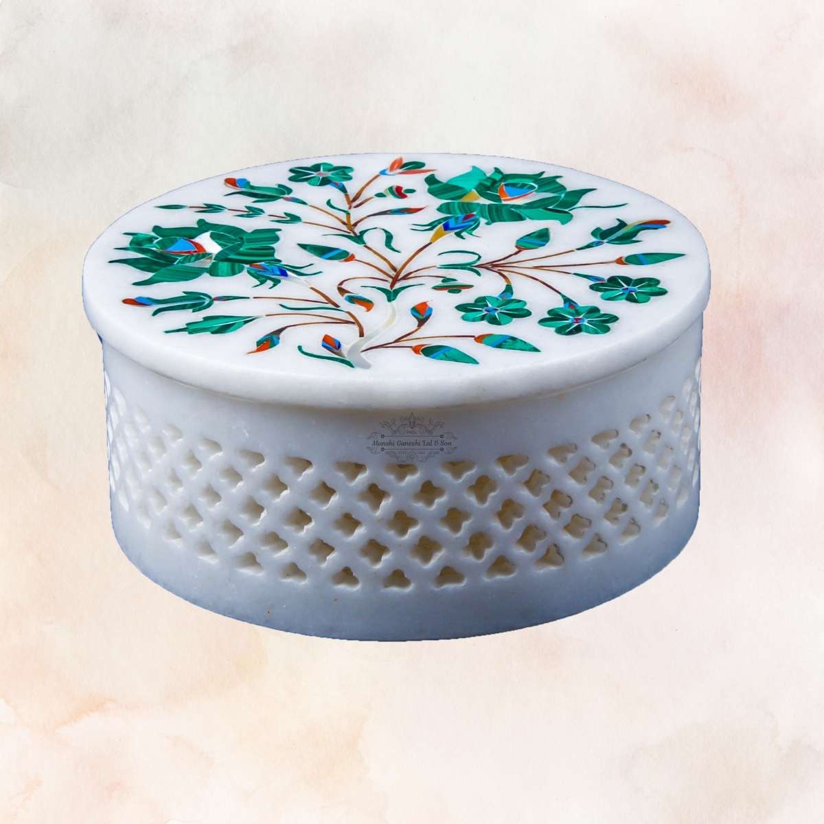 Circular Handmade Marble Jewellery Box